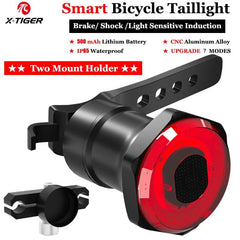 X-Tiger Bike Rear Light IPx6 Waterproof LED Charging Bicycle Smart Auto Brake Sensing Light Accessories Bike Taillight Light - Pogo Cycles