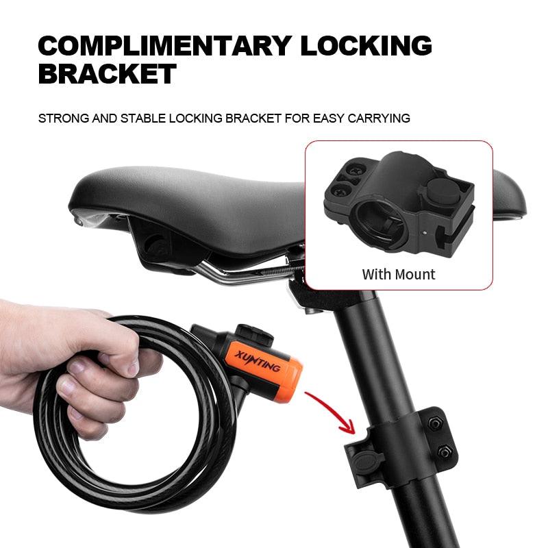 Xunting Bike Lock Coiled Secure Keys - Pogo Cycles