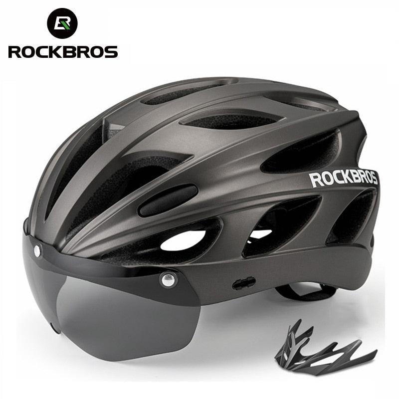 ROCKBROS Bicycle Helmet Men EPS Integrally-molded Breathable Cycling Helmet Men Women Goggles Lens Aero MTB Road Bike Helmet - Pogo Cycles